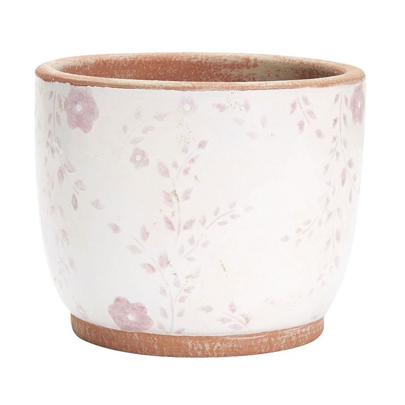 Pottery Barn Other - Pottery Barn Distressed Floral Cachepot, White/Blush, LIKE NEW